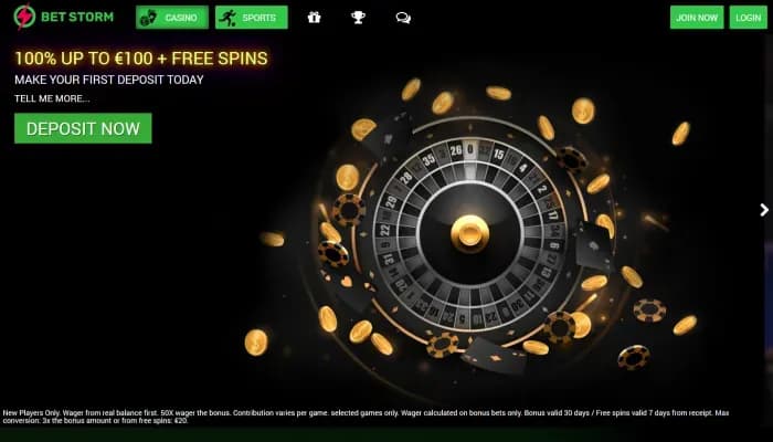 Captura del sitio web de BetStorm Casino