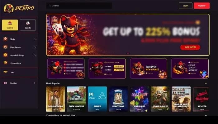 Captura del sitio web de Beturo Casino
