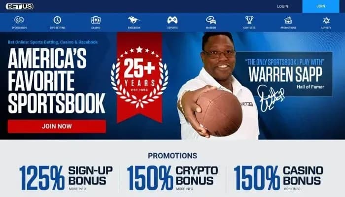 Captura del sitio web de BetUS Casino