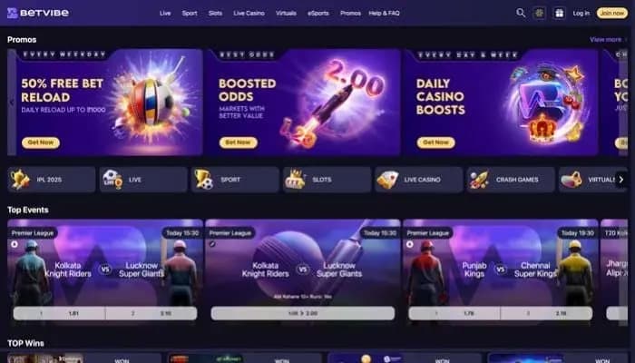Captura del sitio web de BETVIBE Casino