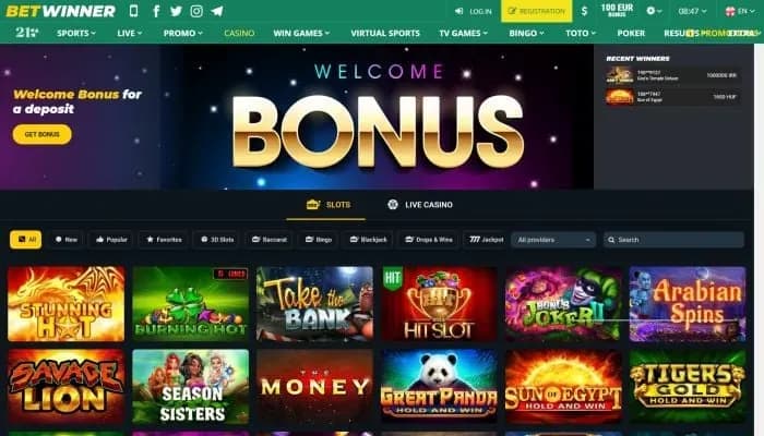 Captura del sitio web de Betwinner Casino