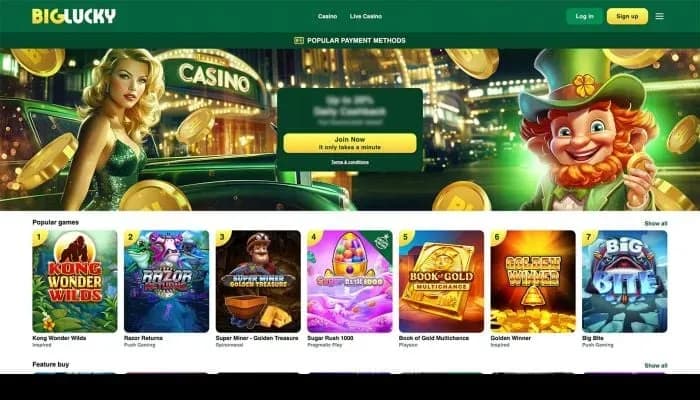 Captura del sitio web de Big Lucky Casino
