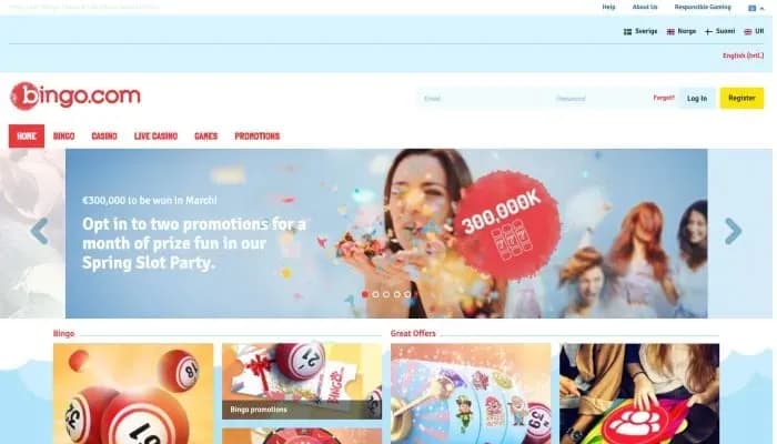 Captura del sitio web de Bingo.com Casino
