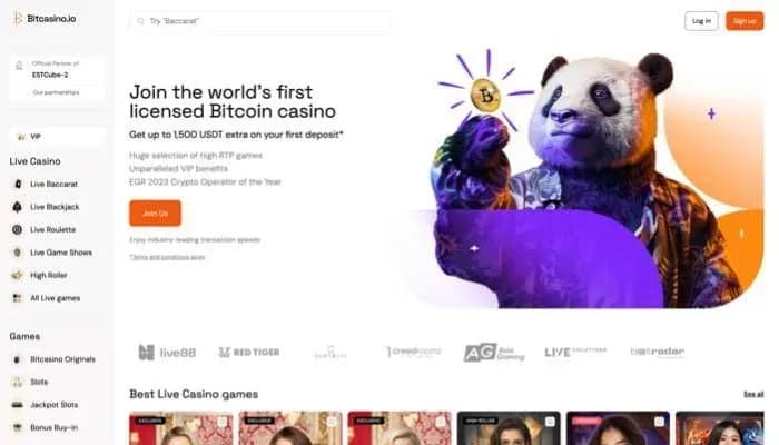 Captura del sitio web de Bitcasino.io