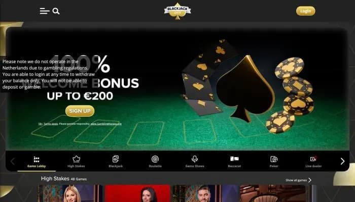 Captura del sitio web de Blackjack City Casino