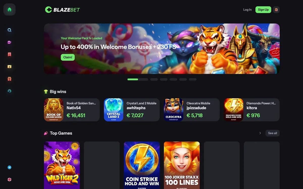 Captura del sitio web de BlazeBet Casino