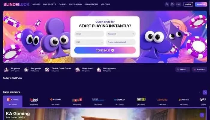 Captura del sitio web de Blindluck Casino