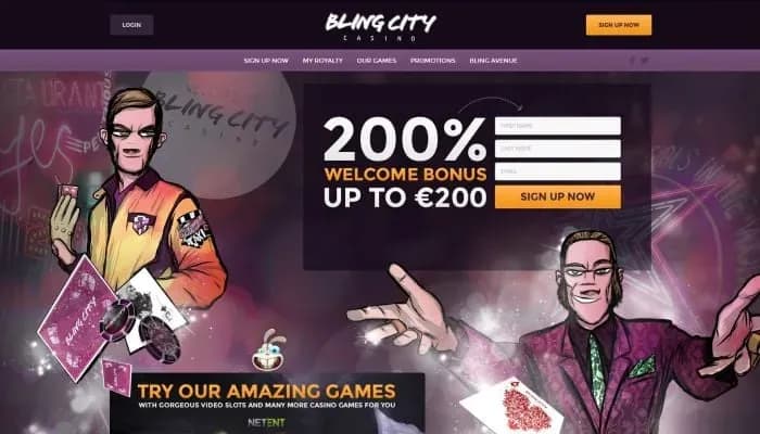 Captura del sitio web de BlingCity Casino