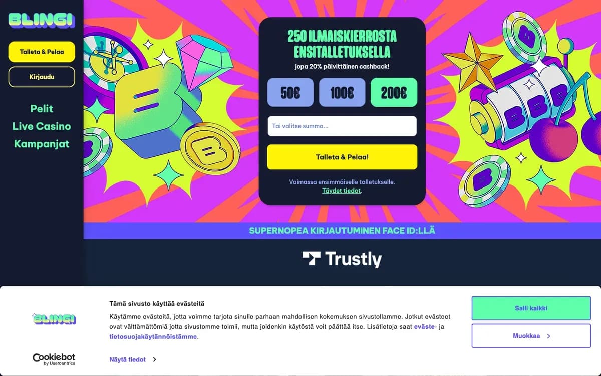 Captura del sitio web de Blingi Casino
