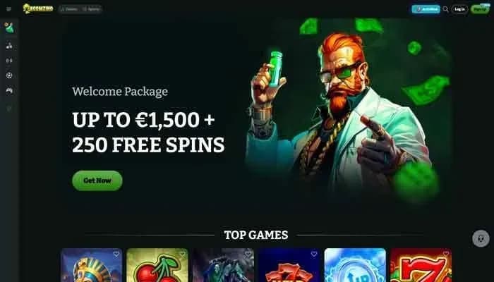 Captura del sitio web de Boomzino Casino