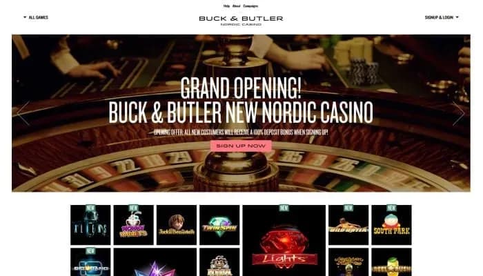 Captura del sitio web de Buck and Butler Casino
