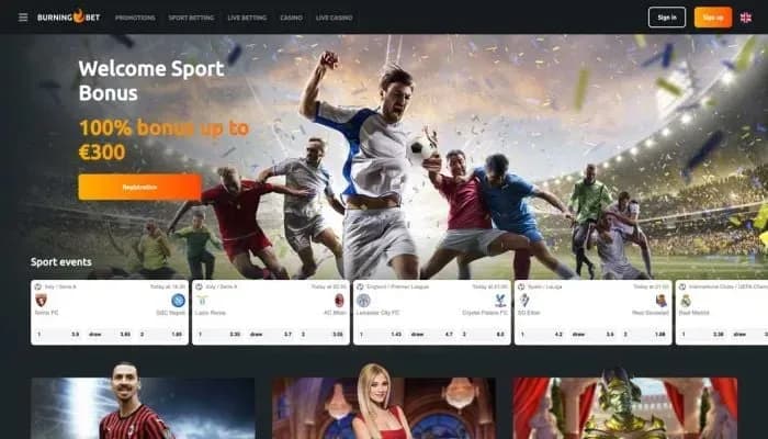 Captura del sitio web de BurningBet Casino