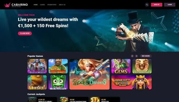 Captura del sitio web de Cabarino Casino