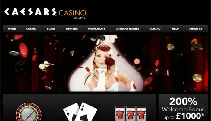 Captura del sitio web de Caesars Casino