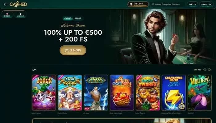 Captura del sitio web de Cashed Casino