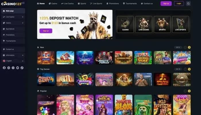 Captura del sitio web de Casino123