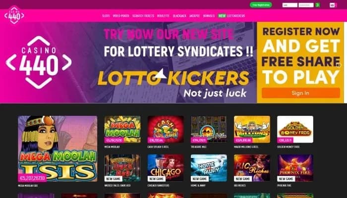 Captura del sitio web de Casino440
