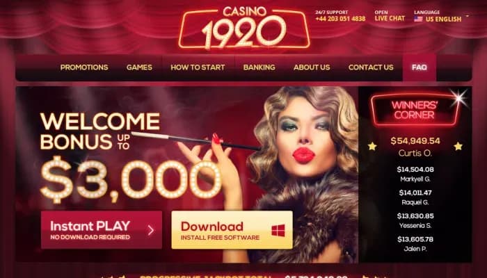 Captura del sitio web de Casino 1920