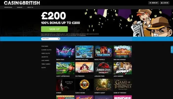 Captura del sitio web de Casino British