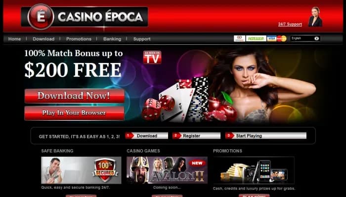 Captura del sitio web de Casino Epoca
