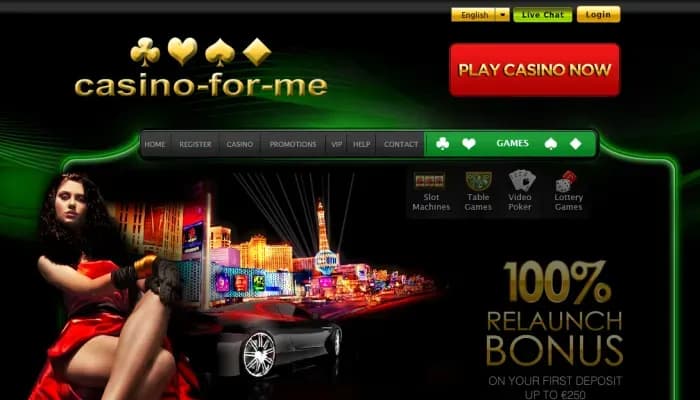 Captura del sitio web de Casino For Me