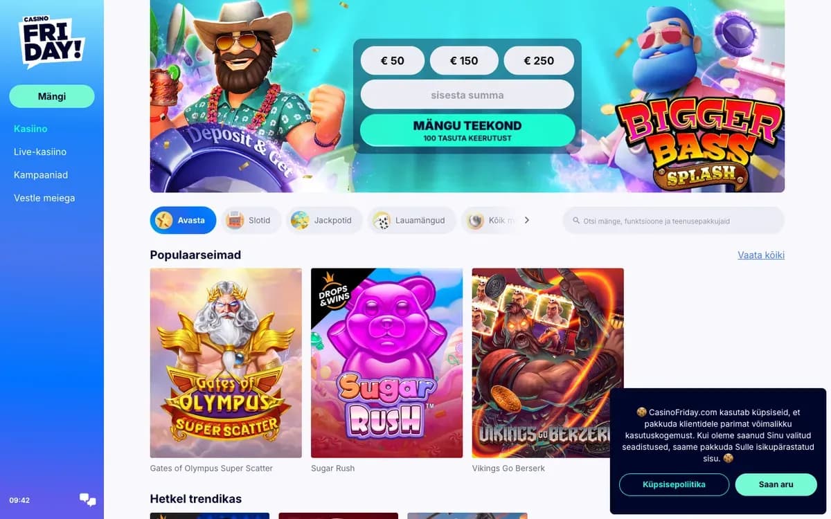 Captura del sitio web de Casino Friday