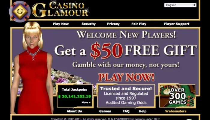 Captura del sitio web de Casino Glamour