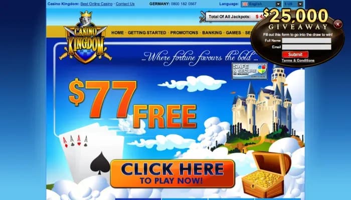 Captura del sitio web de Casino Kingdom