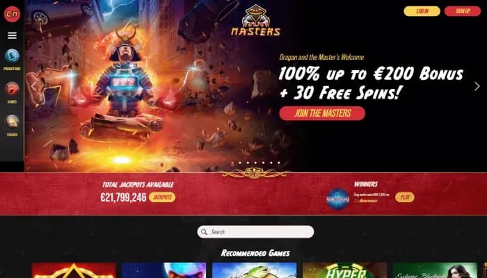 Captura del sitio web de Casino Masters