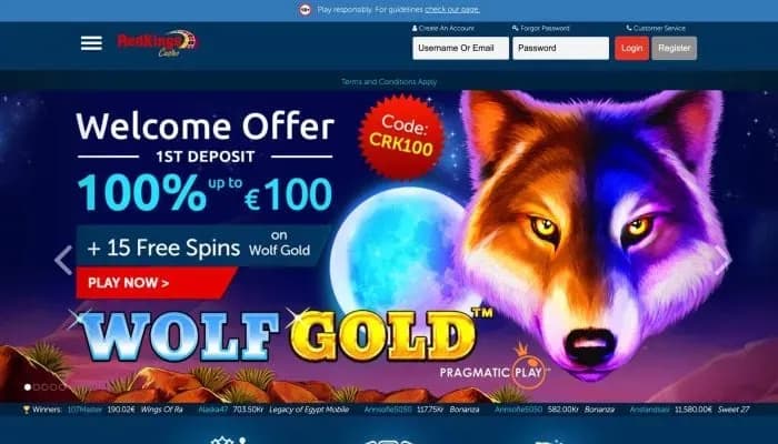 Captura del sitio web de Casino RedKings