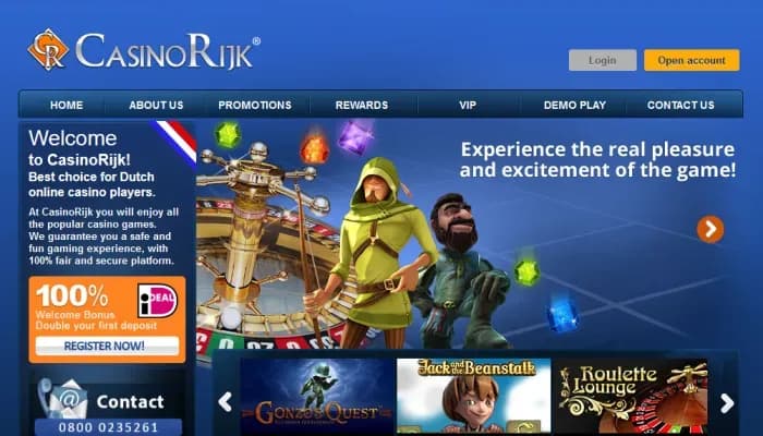 Captura del sitio web de Casino Rijk