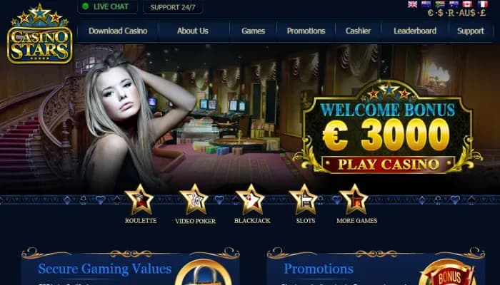 Captura del sitio web de Casino Stars