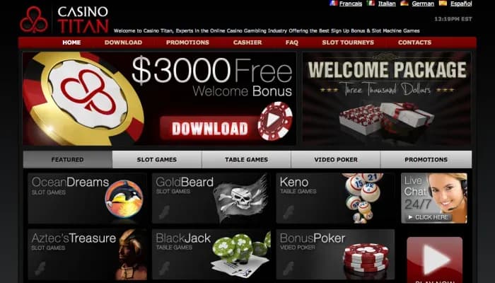 Captura del sitio web de Casino Titan
