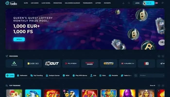Captura del sitio web de CasinoBello