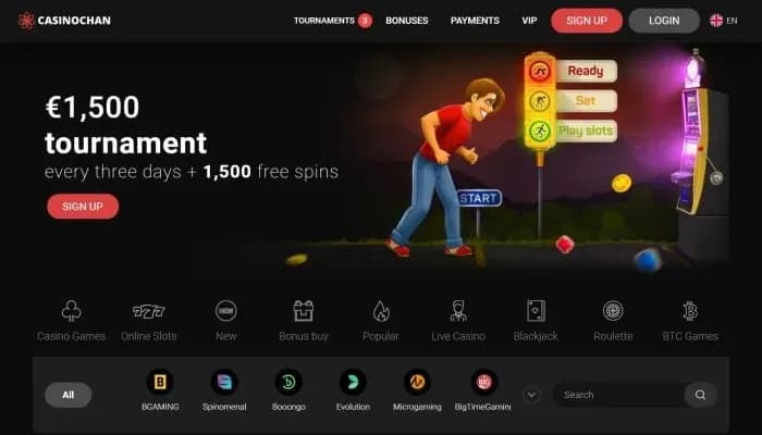 Captura del sitio web de CasinoChan