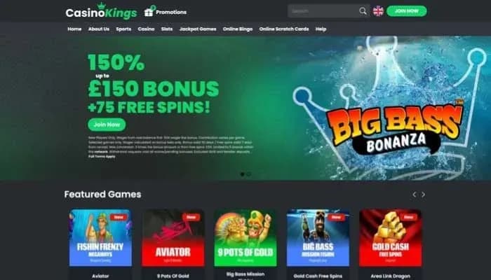Captura del sitio web de CasinoKings
