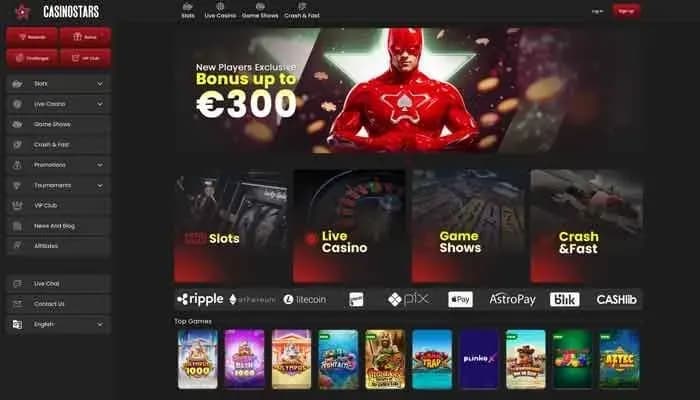 Captura del sitio web de Casinostars.io