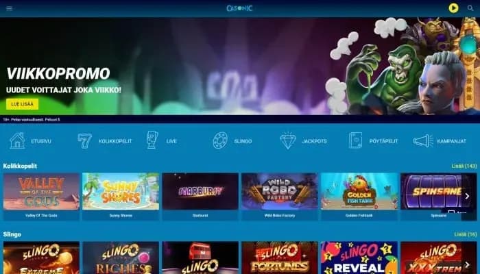 Captura del sitio web de Casonic Casino