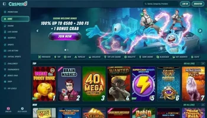 Captura del sitio web de Caspero Casino