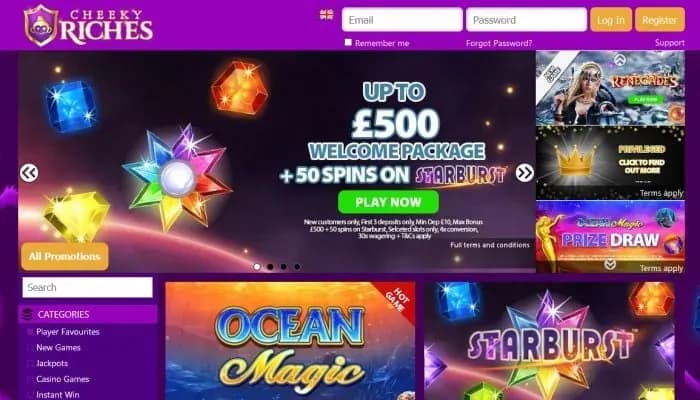 Captura del sitio web de Cheeky Riches Casino