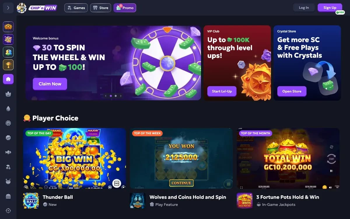Captura del sitio web de Chip'n WIN Casino