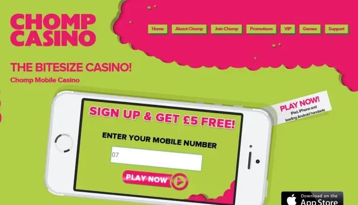 Captura del sitio web de Chomp Casino