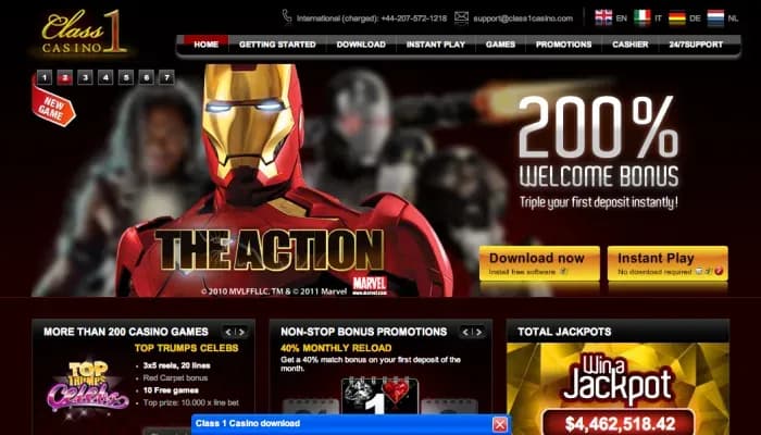 Captura del sitio web de Class 1 Casino