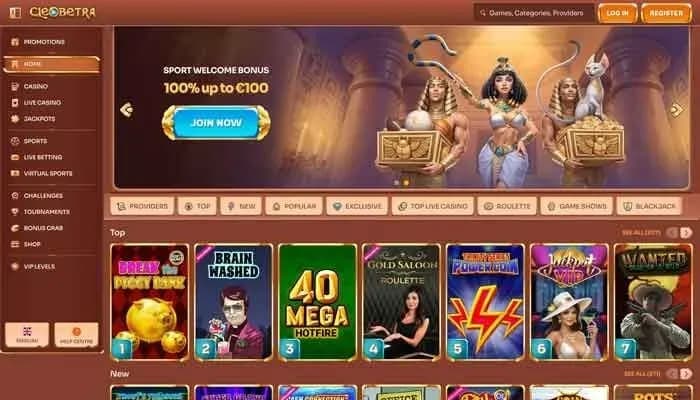 Captura del sitio web de Cleobetra Casino