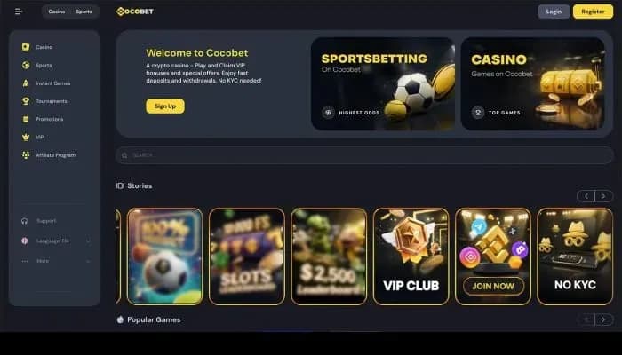 Captura del sitio web de Cocobet Casino