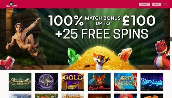 Captura del sitio web de Cocosino Casino