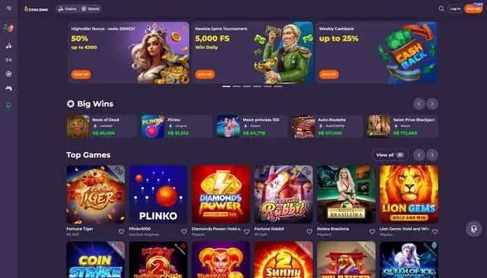 Captura del sitio web de Coolzino Casino