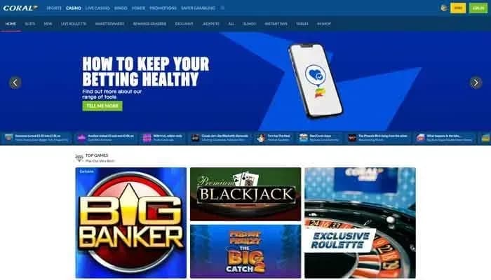 Captura del sitio web de Coral Casino