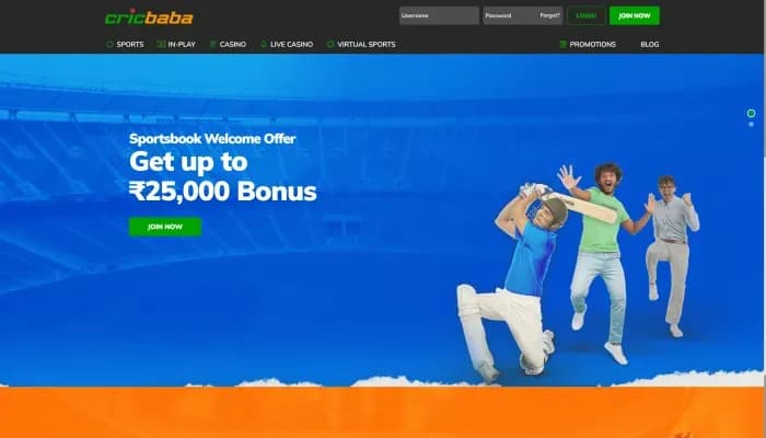 Captura del sitio web de Cricbaba Casino