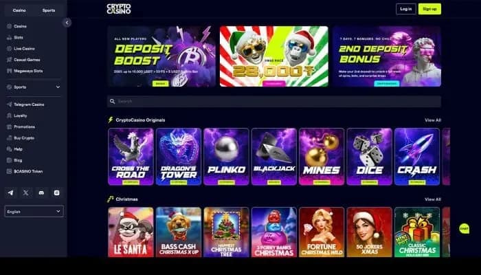 Captura del sitio web de CryptoCasino